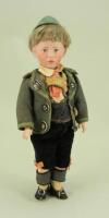 Rare small size Kammer & Reinhardt 107 bisque head character doll, in original factory clothes, German circa 1909,