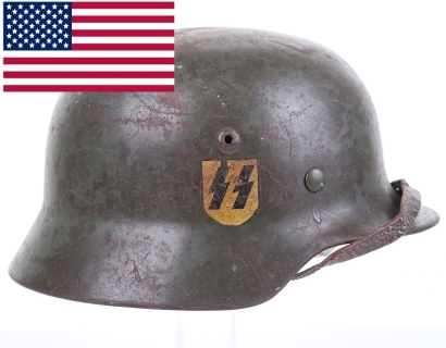 Rare WW2 German Waffen-SS Double Decal Steel Combat Helmet
