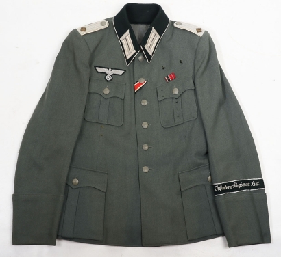 WW2 German Army Infantry Regiment Officers Combat Tunic with Rare Infanterie-Regiment List Cuff Title