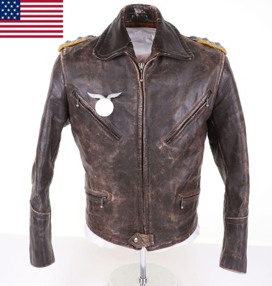 WW2 Style German Luftwaffe Fighter Pilots Leather Flying Jacket.