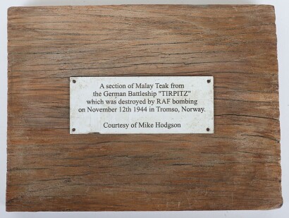 Section of Deck Teak from the German Battleship Tirpitz,