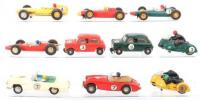 Ten vintage Scalextric Racing cars and bikes,