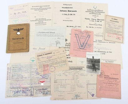 WW2 German Army Soldbuch, Award Citations and Document Group to Fahnenjunker-Oberfeldwebel Hans Biersack, Gebirgsj&auml;ger-Pionier-Battalion 54