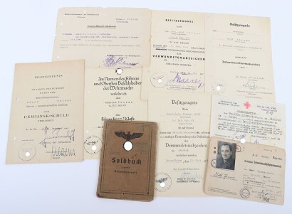 WW2 German Soldbuch with 5 Award Citations to Medical Unteroffizier Adolf Thieme, 89th Infantry Regiment, 12th Infantry Division