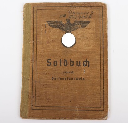 WW2 German Soldbuch to Soldat G. Damrow, Volks-Grenadier Regiment, 553.Infanterie Division