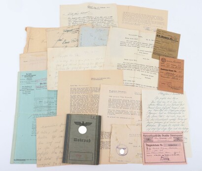 WW2 German Wehrpass, SA service booklet, NSDAP party card and extra documents to H. Fitzner, KIA Eastern front 17.9.1941 Leningrad