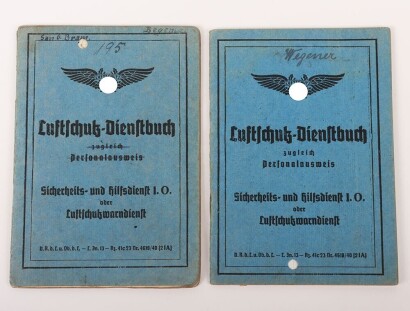 Luftschutz service booklet to Gruppenf&uuml;hrer and later Oberwachmeister Willi Wegener