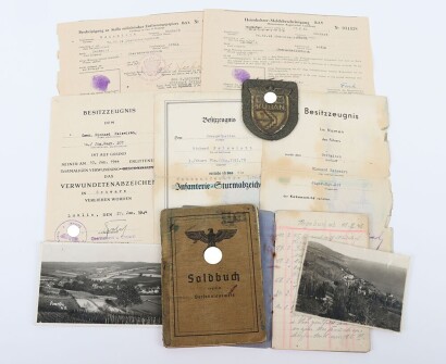 WW2 German Soldbuch, Award Certificates, Diary 1945 & Kuban Campaign Shield to Uffz. R. Neiswirt, 207 IR