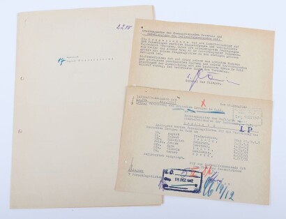 WW2 German Cross in Gold Proposal Document to Leutnant A. Fredericksen, KG3 18 November 1942