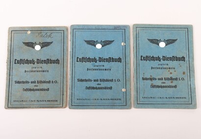 3x Third Reich Luftschutz service books