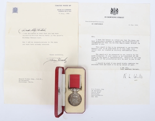A Queens Birthday Honours British Empire Medal to an Employee of British Aerospace