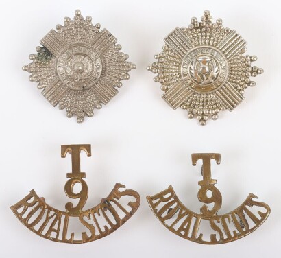 9th Territorial Battalion Royal Scots Badge and Shoulder Title Grouping