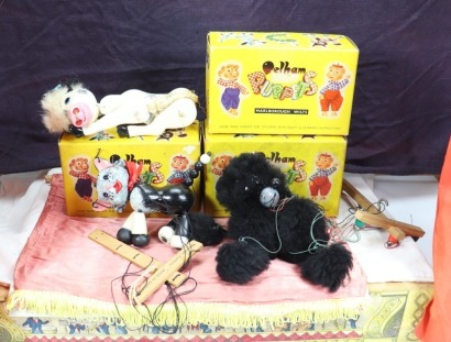 Pelham Puppets Jumpette Little White Bull and other animals, 1960s/70s,