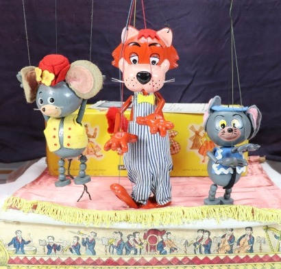 Pelham Puppet Hanna Barbera Mr Jinks, Pixie and Dixie cartoon characters, circa 1964-66,