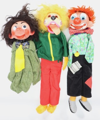 Pelham Puppet three Vent dolls, 1980s,