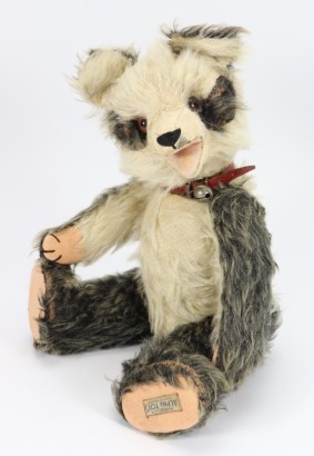 A rare Farnell's Alpha Toys black and white mohair bear, circa 1930,
