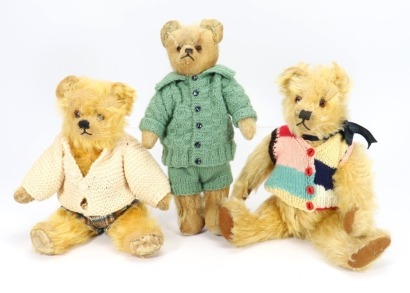 Two English Farnell golden mohair Teddy bears
