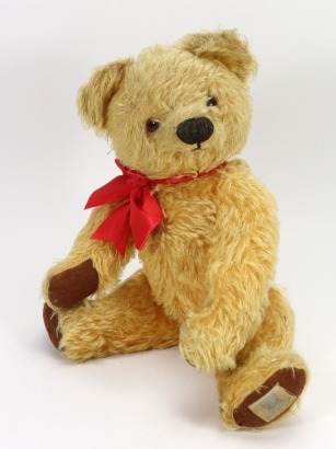 A golden mohair Chad Valley Teddy bear, circa 1940,