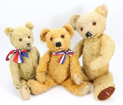 Three English mohair Teddy bears