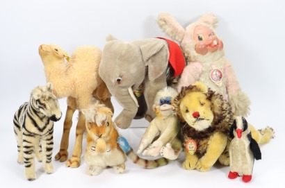 A collection of various Steiff animals, German 1950s