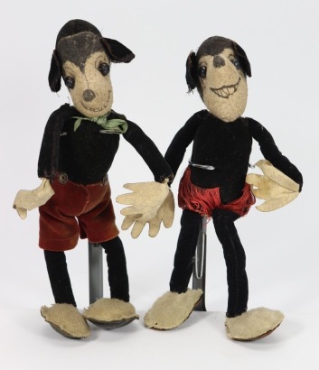 Mickey and Minnie Mouse soft toys, circa 1930,