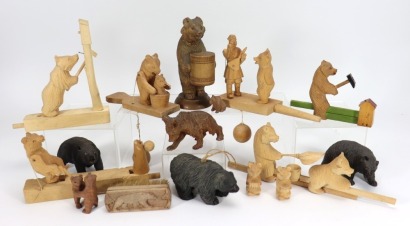 Collection of later Black Forest carved bears,
