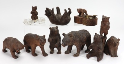 Black Forest carved wooden bears,