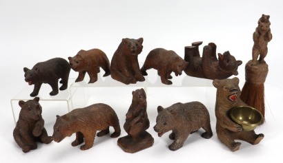 Black Forest carved wooden bears,