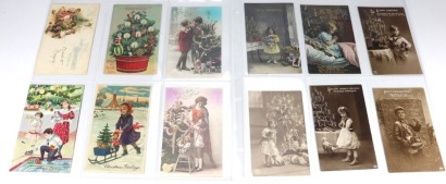 Collection of eighteen Edwardian Christmas postcards,
