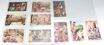 Ten original Snow White and the Seven Dwarfs postcards,