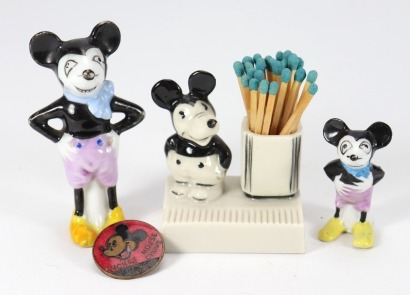 Mickey Mouse glazed china figures, 1930s,