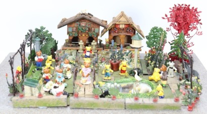 A Britains Garden Diorama with Teddy bears,