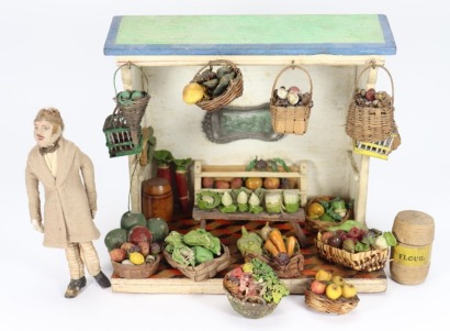 A painted wooden grocery shop, German circa 1900