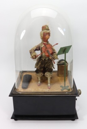 A rare all original J Phalibois Monkey Violinist musical Automata, French 1880s,
