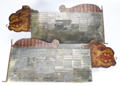 Pair of Circus painted wooden and silvered glass Tickets, 1920s,
