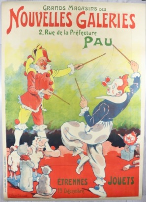 Eug&egrave;ne Vavasseur (1863-1949), Grande Magasins des NOUVELLES GALERIES, PAU, ENTRENNES JOUETS 19 Decembre poster, printed by Imp. Jombart, Freres, Lille, Asmieres, circa 1900,