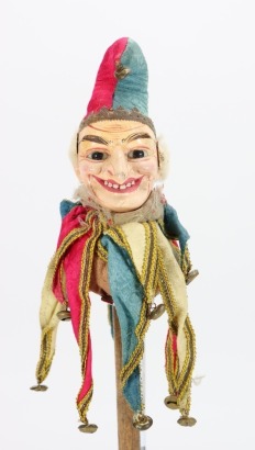 A good Polichinelle on a stick toy, French 1880s,