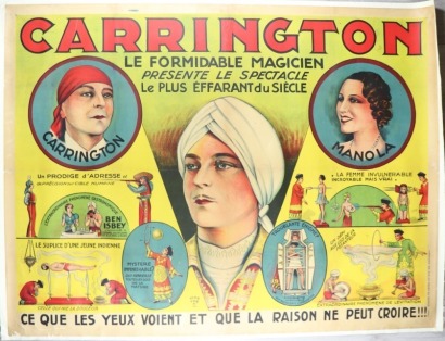 CARRINGTON LE FORMIDABLE MAGICIAN, poster, printed by Harford Paris, circa 1920,