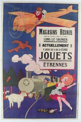 MAGASINS REUNIS, JOUETS ETRENNES, printed Affiches, Paris, 1920s,