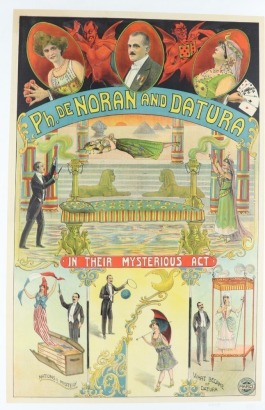 Ph. De NORAND and DATURA, magic show poster, printed by, printed by, Marci, Bruxelles, 1920s,