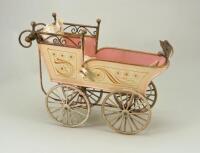 A large Marklin tinplate pram doll carriage, German circa 1900,