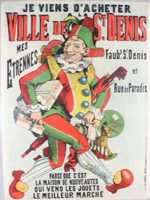 VILLE De St.DENIS, Polichinelle with toys poster, printed by Emile Levy, Paris circa 1900,