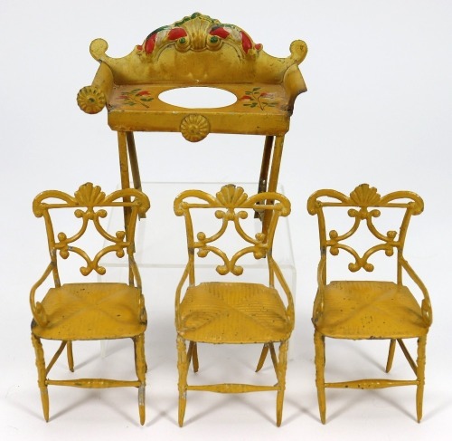 Evans & Cartwright painted tinplate Dolls House furniture, circa 1840,