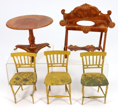 Evans & Cartwright painted tinplate Dolls House furniture, circa 1840,