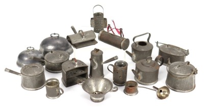 A good collection of early tin-plate kitchen utensils, German early to mid nineteenth century