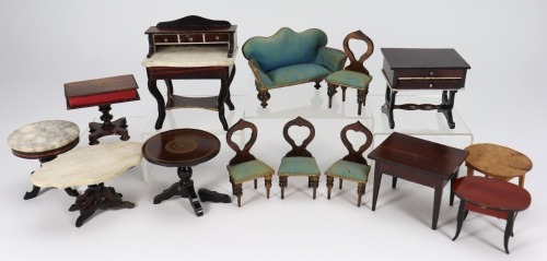A collection of Waltershausen dolls house furniture, German 1880s