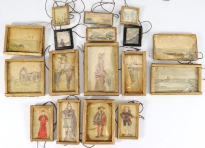 Collection of Dolls House hand painted pictures probably by Westacre, 1926,