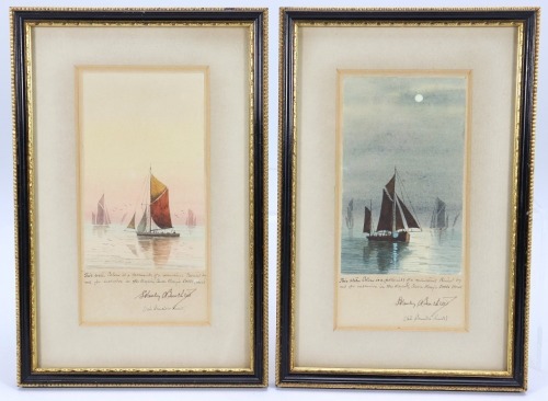 Pair of Stanley A. Burchett watercolours with boats as seen in Queen Mary's Dolls House,