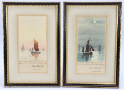 Pair of Stanley A. Burchett watercolours with boats as seen in Queen Mary's Dolls House,