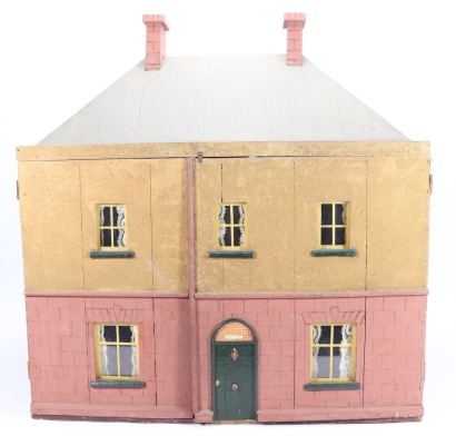 A painted wooden dolls house, English 1920s